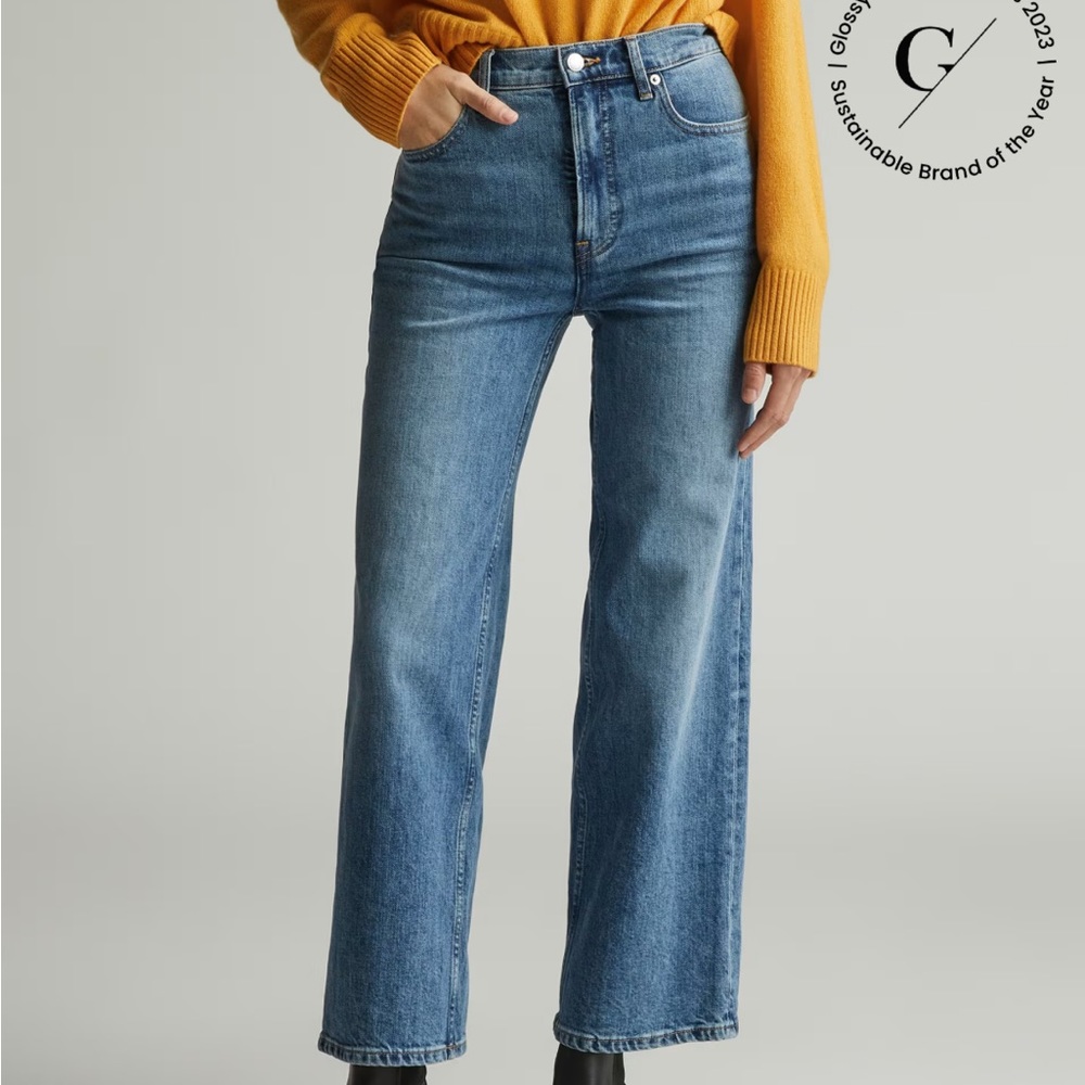 Everlane High-Rise Wide Leg Jeans in Medium Blue